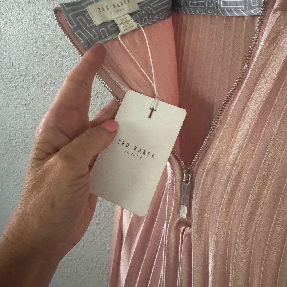 Ted Baker London Blush and White Pleated Midi Skirt size 4 NWT - Picture 4 of 8